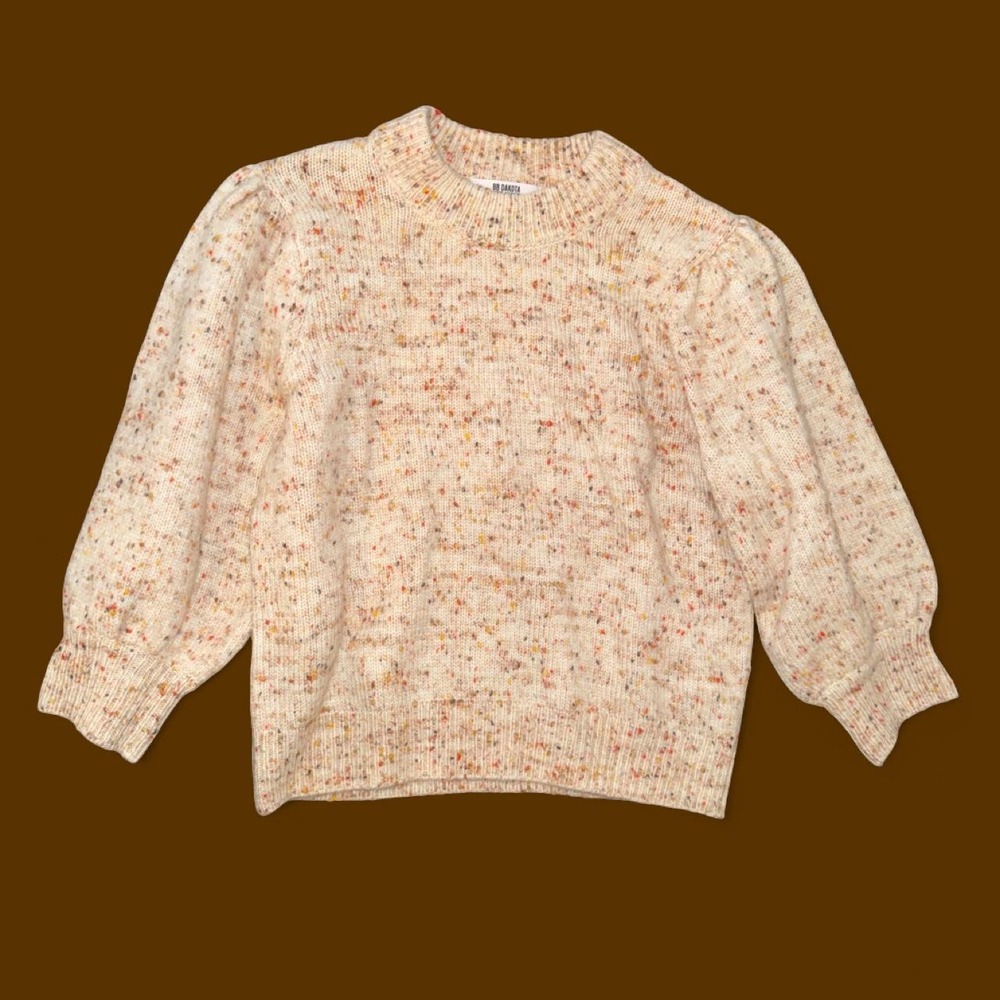 BB Dakota by Steve Madden Confetti Knit Puff Sleeve Sweater Size Small